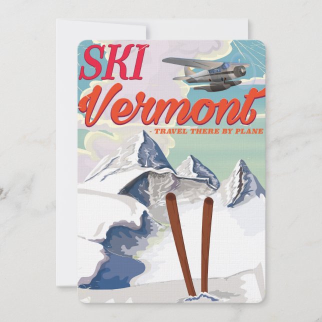 Invitation Affiche rétro de vacances de ski au Vermont (Devant)