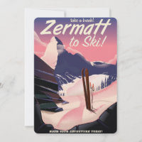 Affiche rétro de vacances de ski Zermatt