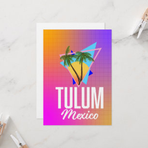 Invitation Affiche rétro de voyage à Tulum Mexique.