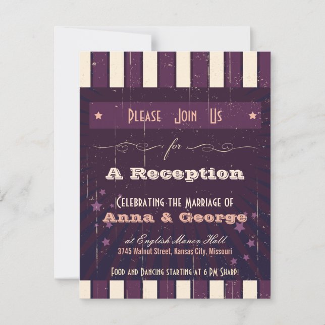 Invitation Affiche rustique : Réception Aubergine Dream uniqu (Devant)