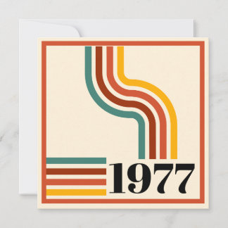 Invitation Affiche vintage à rayures Rétro 1976 Orange Merci 