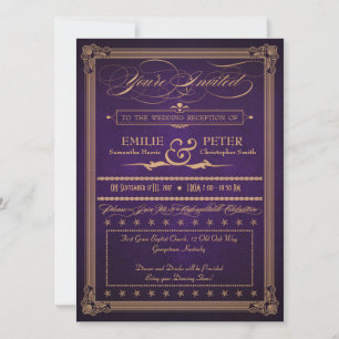 Invitation Affiche Vintage Aubergine Réception uniquement Vio