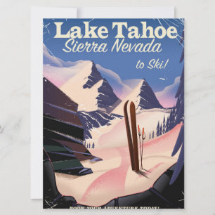 Invitation Affiche vintage de ski du lac Tahoe sierra nevada