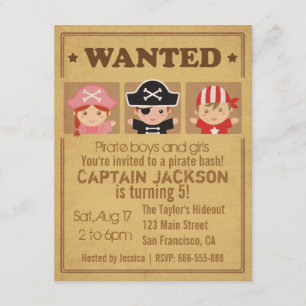 Invitation Affiche Vintage Recherchée Fête Garçons et Filles 