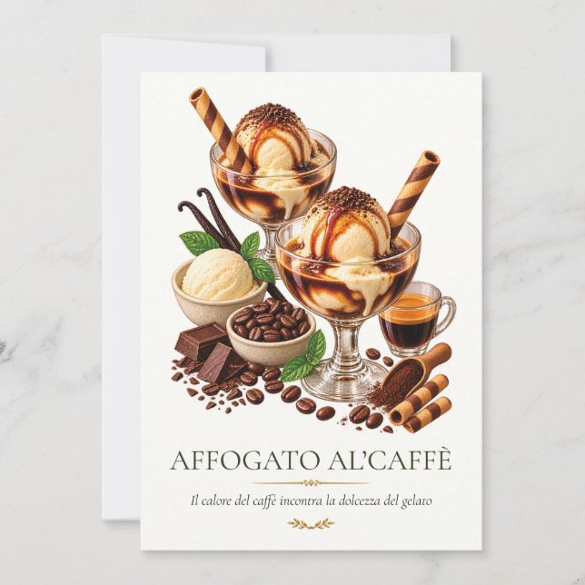 Invitation Affogato al'caffè – Vintage Italian Dessert (Devant)