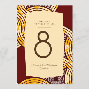 Invitation Africain Ankara Kitenge Gold Floral Numéro de tabl