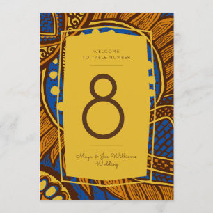 Invitation Africain Ankara Royal Blue Gold Floral Numéro de t