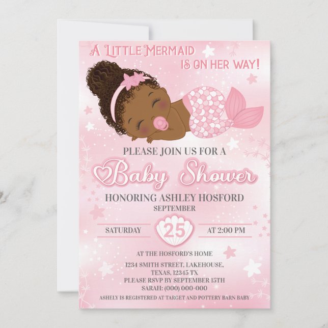 Invitation Africaine Américaine Baby Girl Shower (Devant)
