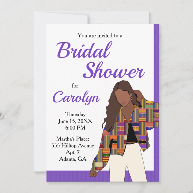 Invitation Africaine Fête des mariées fille Kente K45 Multico (Devant)