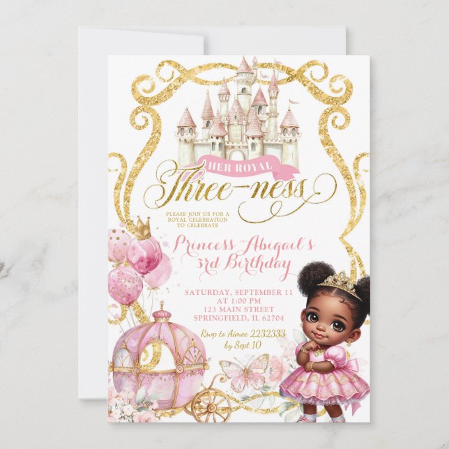 Invitation African Afro Princess Her Royal Three-ness Invitat (Devant)