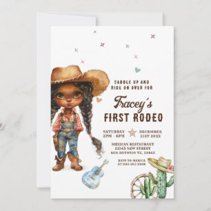 Invitation African America Cowgirl First Rodeo Anniversaire