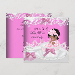 Invitation African American Baby shower Girl Rose Baby Teacup