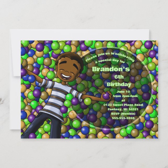 Invitation African American Boy Birthday Party (Devant)