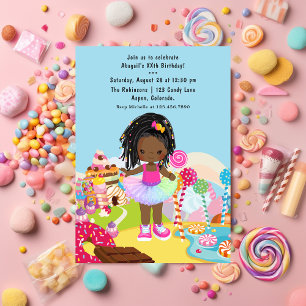 Invitation African American Candy Land Fête d'anniversaire