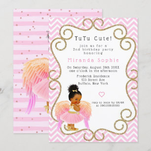 Invitation African American Girl Ballerina 2e fête d'annivers