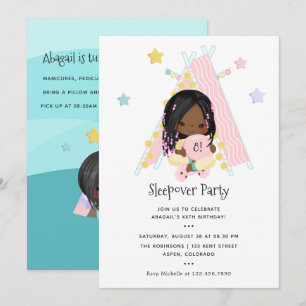 Invitation African American Girl Braid Anniversaire de la fêt