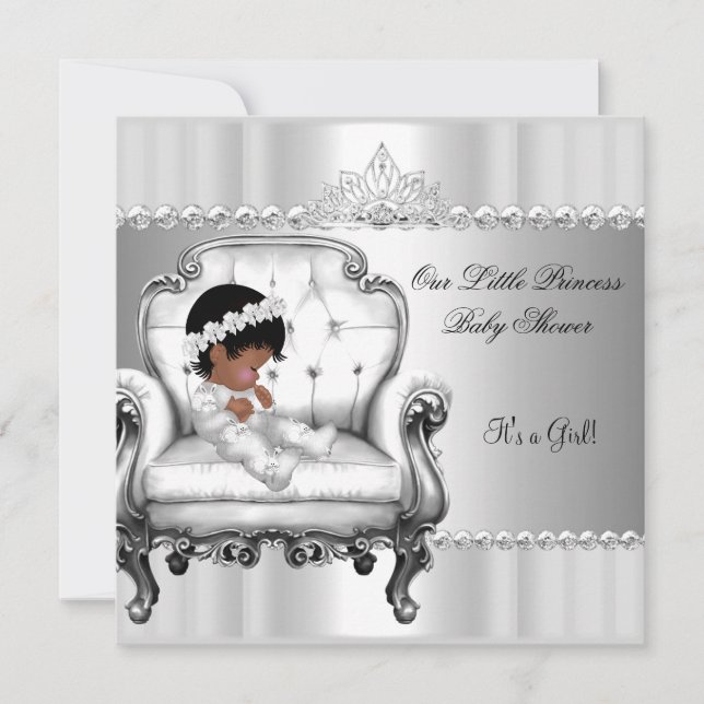 Invitation African American Princess Baby shower Girl Chair (Devant)