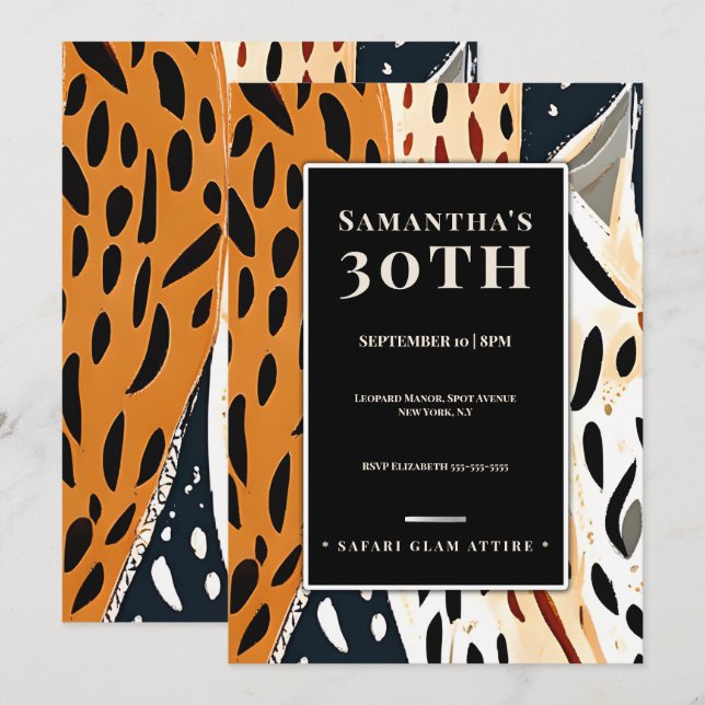 Invitation African-Inspired Boho Abstract Animal Print (Devant / Derrière)