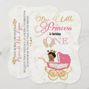 Invitation African Princess Fancy Pink Gold 1er Anniversaire