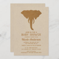 African Safari Brown Elephant Baby shower Vintage