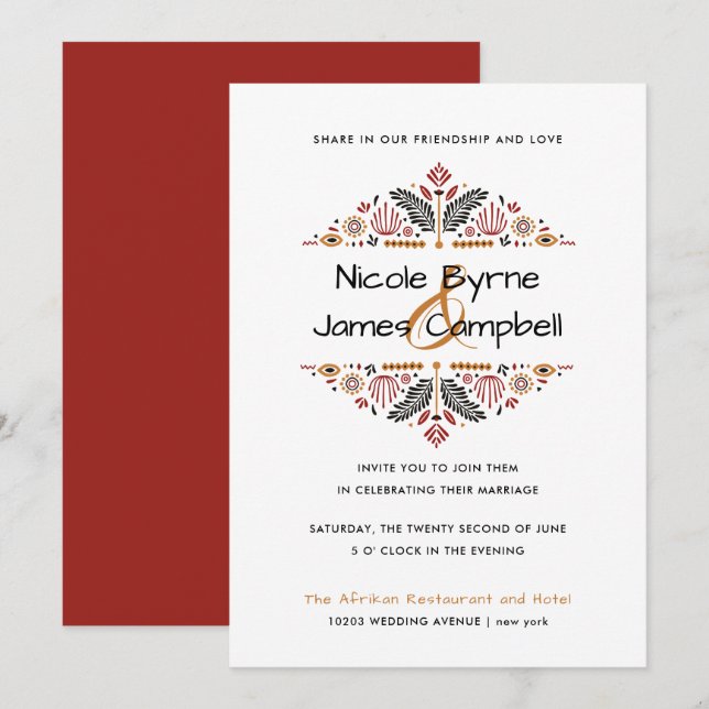 Invitation Africana | Moderne Mariage Ankara Kente (Devant / Derrière)