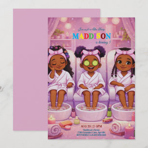 Invitation Afro-Américaine Fête d'anniversaire de 3 filles au