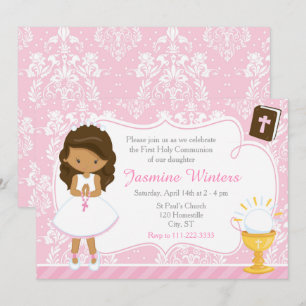 Invitation Afro-Américaine Première Communion Damask