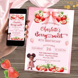 Invitation Afro Baby Berry Birthday - Berry Sweet