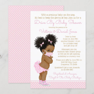 Invitation Afro Cheveux Bébé Fille Avec Masque Conduite Par B