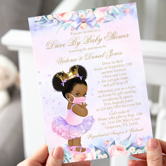 Invitation Afro Princess Drive By Baby Shower (Créateur téléchargé)