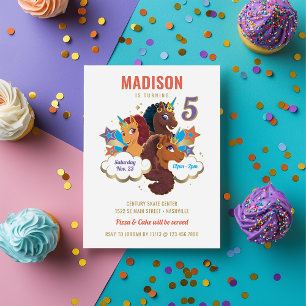 Invitation Afro Unicorn   Filles magiques Anniversaire