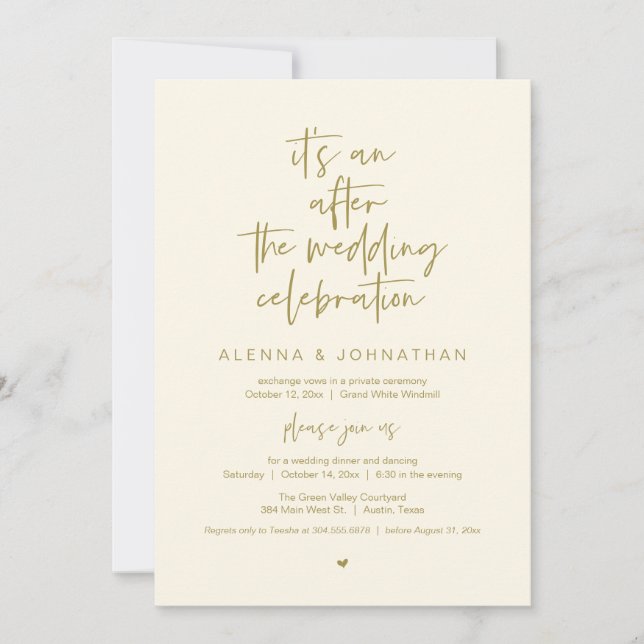 Invitation After the Wedding Modern Minimalist Casual Party (Devant)