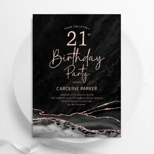 Invitation Agate Black Rose Gold 21e anniversaire