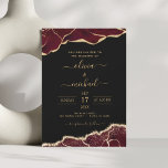 Invitation Agate Bourgogne Or Noir Mariage moderne<br><div class="desc">Agate Geode Black,  Bourgogne et Gold Foil Mariage Spring ou Summer Wedding Invitations - comprend un script moderne et élégant pour la célébration spéciale du mariage.</div>