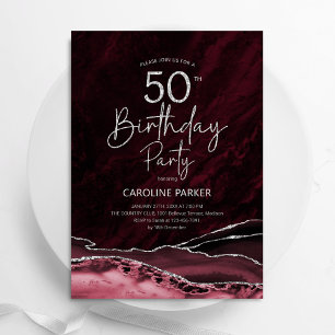Invitation Agate Burgundy Argent 50e anniversaire