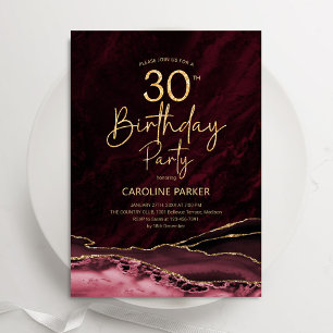 Invitation Agate Burgundy Gold 30e anniversaire