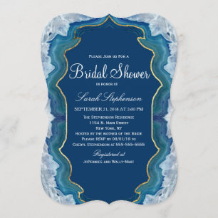 Invitation Agate Elegant Pretty Blue Geode Motif Turquoise