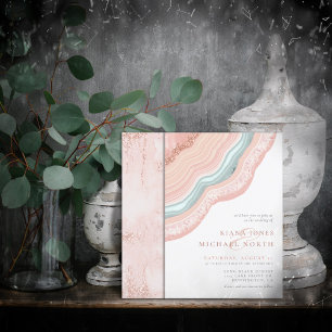 Invitation Agate Geode Mariage Rose Parties scintillant Gold