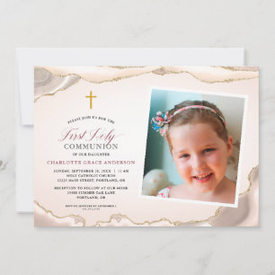 Invitation Agate Gold Parties scintillant Photo Girl First Co