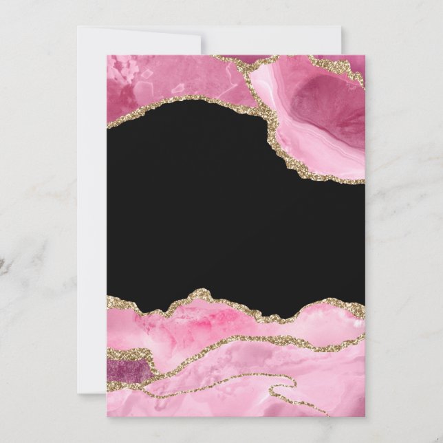 Invitation Agate Marbre Rose Élégante Pierre Précieuse Paille (Devant)