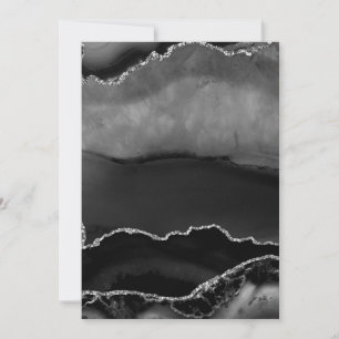 Invitation Agate Marbrée Noire Fausse Paillettes Argentées Él