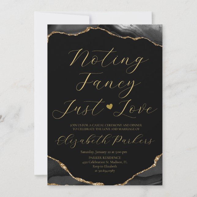 Invitation Agate Noir & Or Rien de Fantaisiste Juste de l'Amo (Devant)