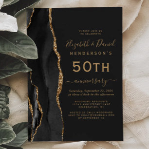 Invitation Agate Noire Or Noir 50e Anniversaire