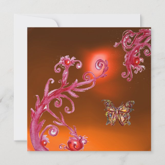 Invitation AGATE ORANGE PAPILLON rose vif, rouge jaune (Devant)