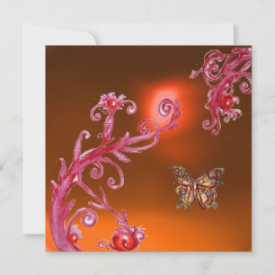Invitation AGATE ORANGE PAPILLON rose vif, rouge jaune