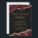 Invitation Agate Sweet 16 Anniversaire Bourgogne Gold Invitat<br><div class="desc">Agate Geode Black,  Bourgogne et Gold Foil Invitations de fête d'anniversaire - comprend un script moderne magnifique et élégant pour le Sweet sixteen spécial (16e) fête d'anniversaire.</div>