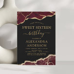 Invitation Agate Sweet 16 Anniversaire Bourgogne Gold Invitat<br><div class="desc">Agate Geode Black,  Bourgogne et Gold Foil Invitations de fête d'anniversaire - comprend un script moderne magnifique et élégant pour le Sweet sixteen spécial (16e) fête d'anniversaire.</div>