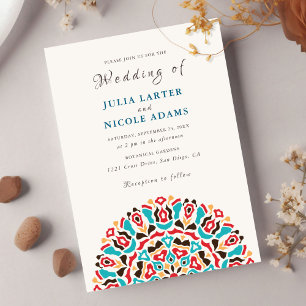 Invitation Agate Turquoise Sarcelle & Vin Mandala Mariage