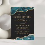 Invitation Agate Turquoise Sweet 16 Or Turquoise<br><div class="desc">Agate Geode Black and Turquoise Turquoise Blue and Gold Foil Invitations de fête d'anniversaire - comprend un script moderne magnifique et élégant pour le Sweet sixteen spécial (16e) fête d'anniversaire.</div>