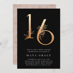 Invitation Âge d'or   Rose Gold Sweet 16 Anniversaire